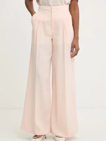 Twinset pantaloni pentru femei din in portocaliu