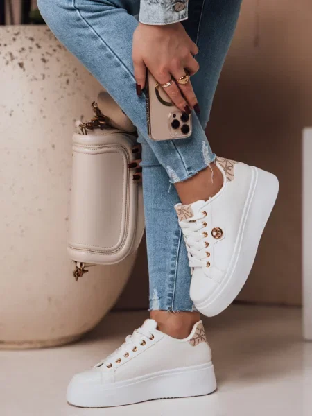 Sneakersy na platformie RIFII Dstreet beżowe