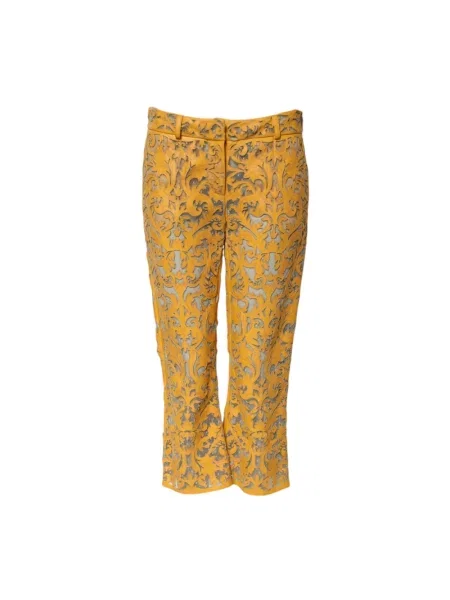 Spodnie Dolce And Gabbana w kwiatki koronkowe żółte