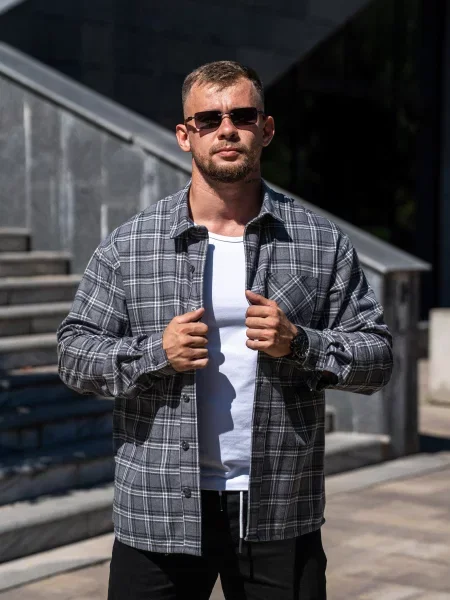 Сорочка TeamV фланель сірий