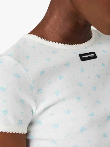 Tricou Miu Miu cu model floral alb