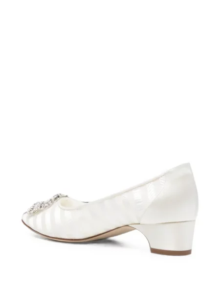 Pantofi cu toc Manolo Blahnik cu cataramă alb