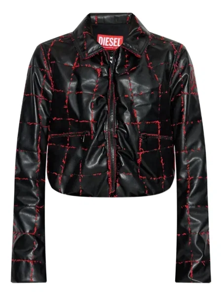 Pikowana kurtka Diesel o krotszym kroju czarna