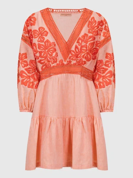 Платье Ermanno Scervino с вышивкой оранжевое