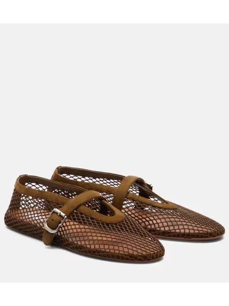 Usnjene ribja mreža balerinke Alaia zelena