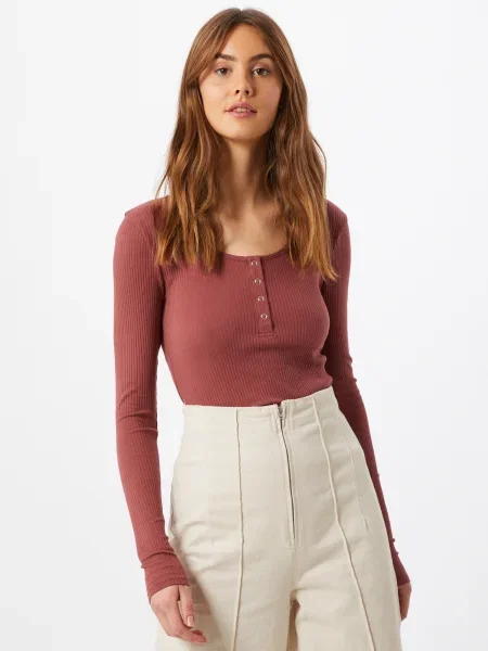 PIECES Tricou Kitte burgundy roșu