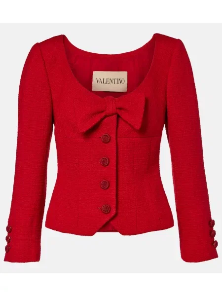 Geacă Valentino cu funde de lână roșu