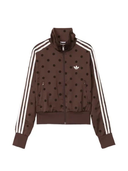 Saténová puntíkatá běžecká bunda Adidas hnědá