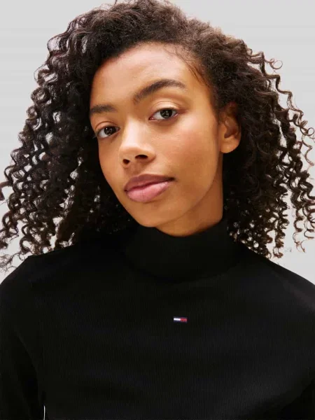 Tommy Jeans Bluzka Tjw Essential Mock Neck czarny