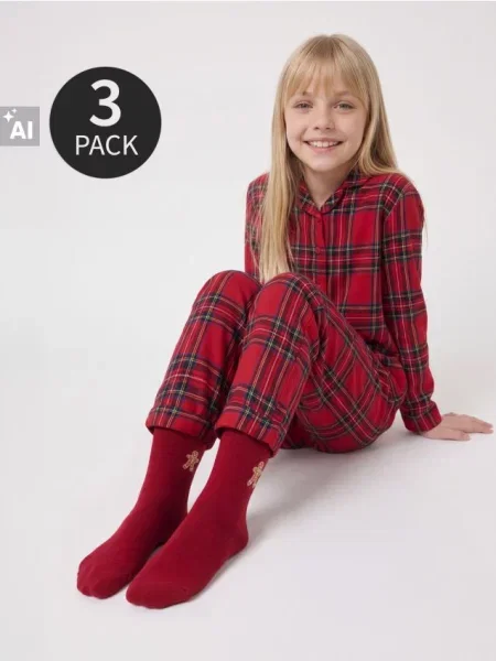 Sinsay Vánoční ponožky 3 pack kaštanová
