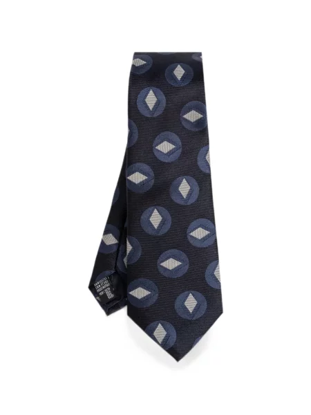 Cravată Giorgio Armani cu imprimeu geometric albastru