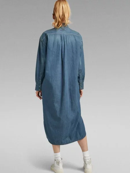 Довга костюмна джинсова сукня G-star Raw синя