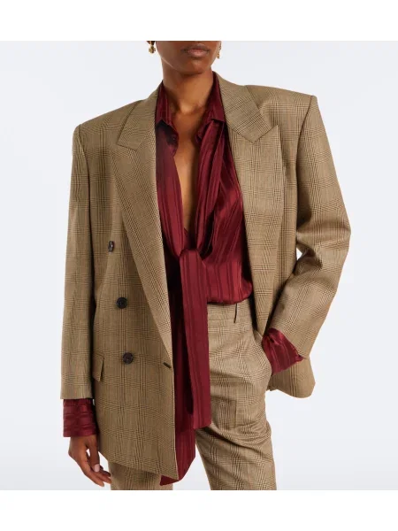 Volneni dvoredni blazer Saint Laurent bež
