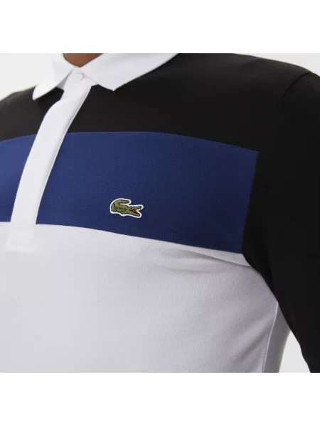Lacoste Koszulka Polo Z Długim Rękawem Z Blokadą Koloru Slim Fit biała