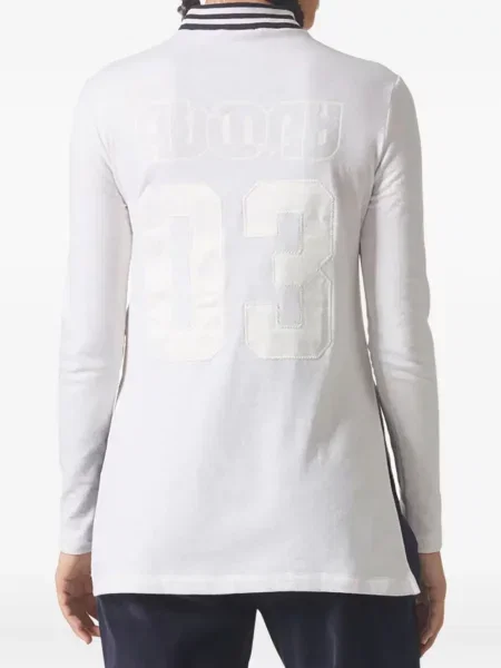 Legginsy Adidas do biegania z nadrukiem z dekoltem w serek czerwone