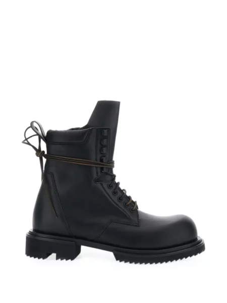 Botine Rick Owens cu șireturi din piele negru