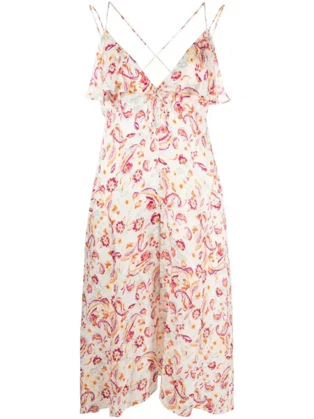 Rochie midi Isabel Marant cu model floral cu imagine alb