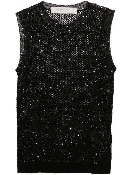 Top Golden Goose cu paiete negru