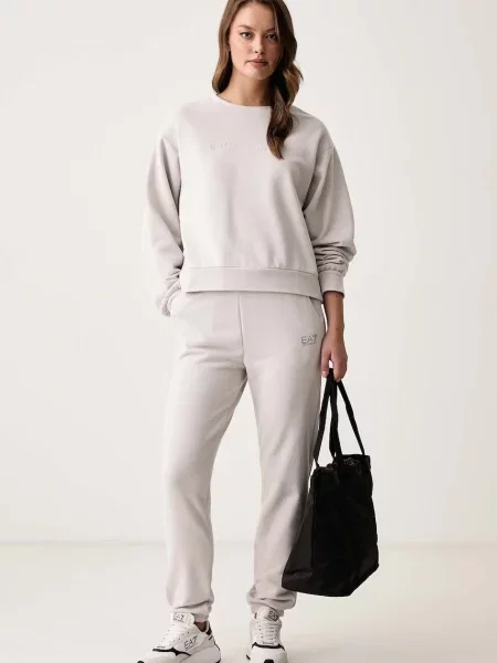 Emporio Armani trenirka z bombažem siva