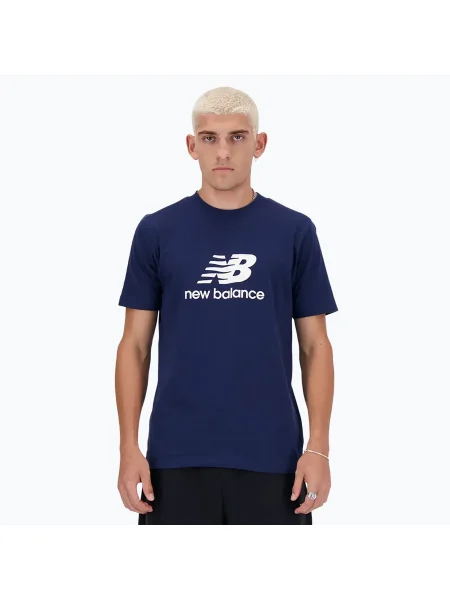 Tricou pentru bărbați New Balance Stacked Logo navy albastru închis