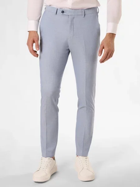 Finshley & Harding London Spodnie Hoxdon Mężczyźni Slim Fit jednolity 44 niebieski