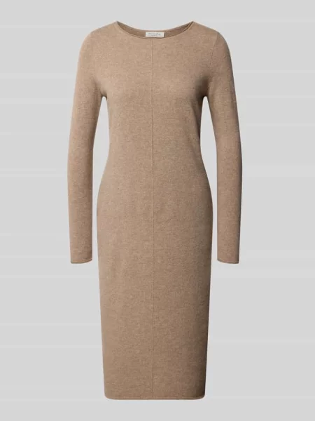 Sukienka o kroju slim fit z czystego kaszmiru w imitacja dzianiny Christian Berg Woman brązowa