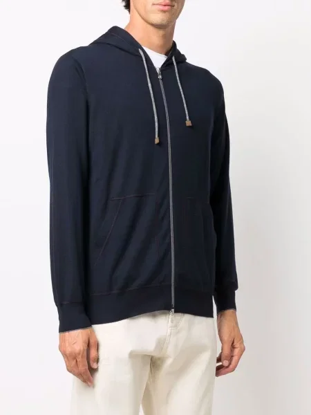 Πλεκτό hoodie Brunello Cucinelli μπλε