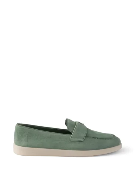 Pantofi loafer Prada din piele de căprioară verde