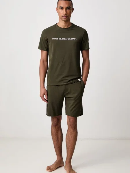United Colors of Benetton dvojdielne pyžamo pánske s elastanom zelená