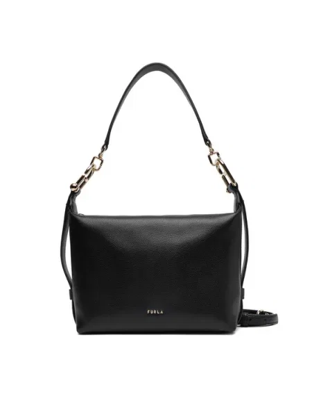 Furla bőr táska Tonie Mini Hobo fekete