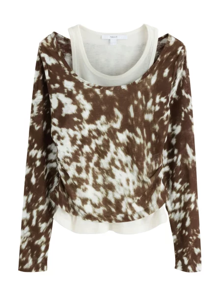 Next Tricou maro alb