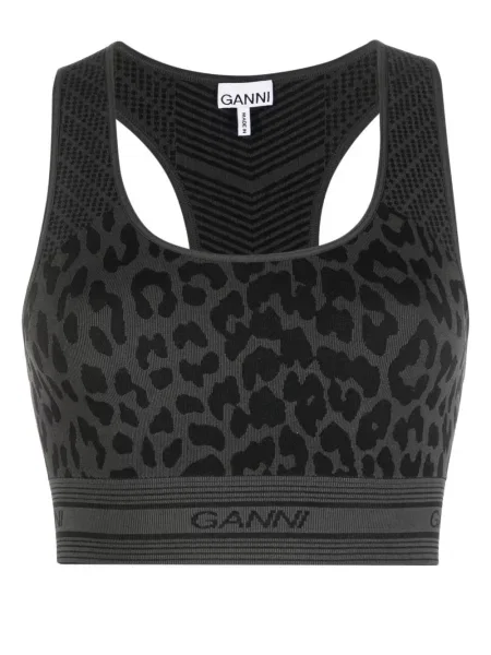 Sutien Ganni cu imagine cu model leopard negru