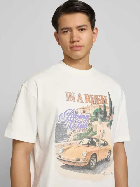 T-shirt z nadrukiem z motywem model Speeding' Prohibited biała
