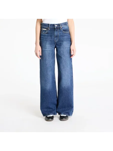 Blugi Calvin Klein Jeans The Wide Leg Tinted Jeans Blue 25 albastru