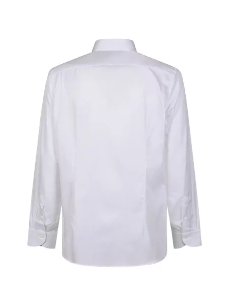 Gulerat cămașă Canali din țesătură twill alb