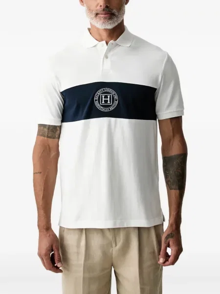 Tricou polo Hackett London cu broderie alb