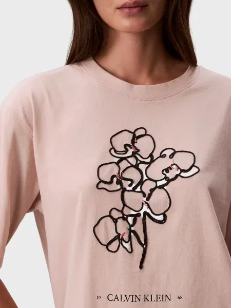 Графический футболка Calvin Klein Jeans бежевая