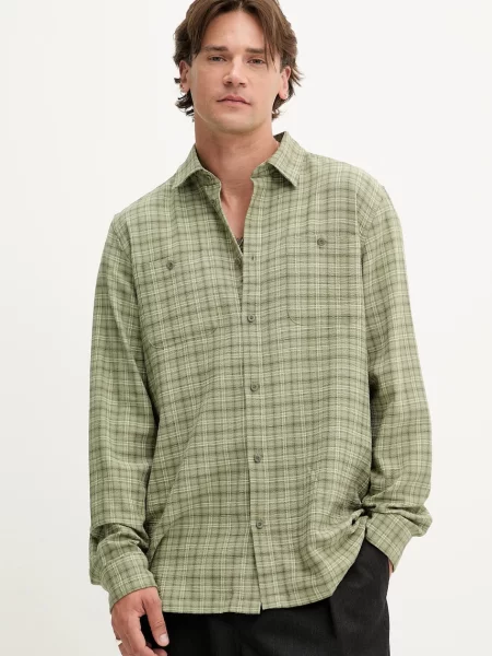 Košile Les Deux John relaxed s klasickým límcem zelená