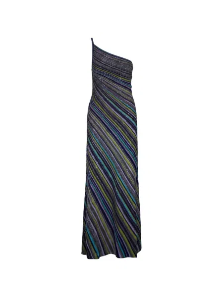 Rochie maxi Missoni cu paiete cu un umăr gol verde