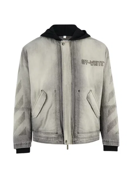 Geacă de blugi Off-white cu glugă alb