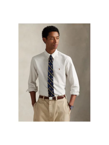 Polo Ralph Lauren koszula casualowa Custom Fit Mężczyźni Slim Fit beżowy|biały w paski L beżowa