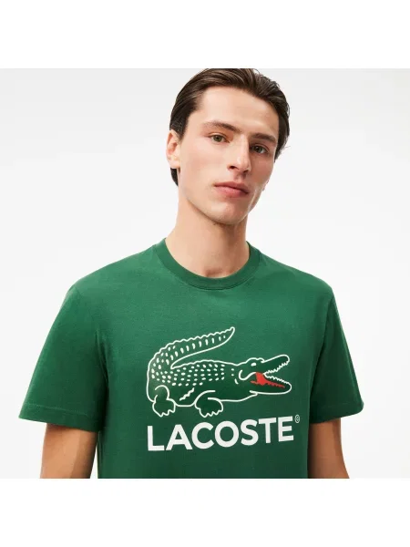 Lacoste Koszulka O Regularnym Kroju Z Dekoltem W Serek zielony