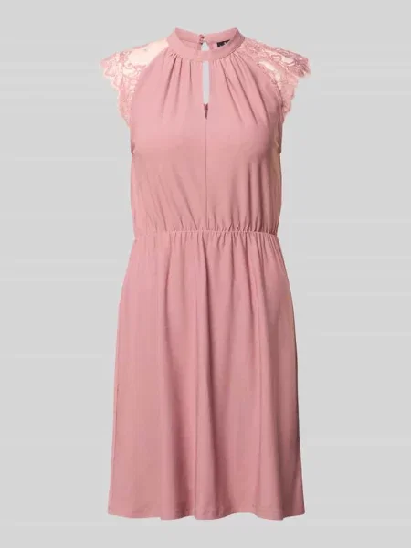 Dopasowana sukienka casualowa z obszyciem koronką model MILLA' Vero Moda różowa