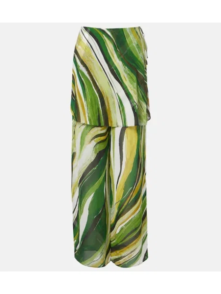 Pantaloni Christopher Esber de mătase verde