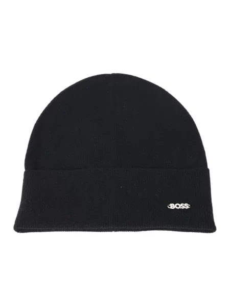 Czapka beanie z mieszanki żywej wełny i kaszmiru model ‘LARI’ Boss czarna