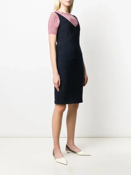 Oblekové proužkovaný šaty Christian Dior Pre-owned modré