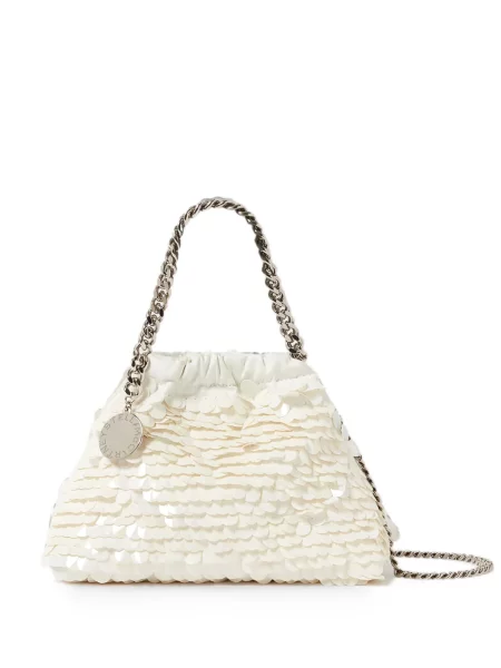 Geantă shopper Stella Mccartney cu paiete alb