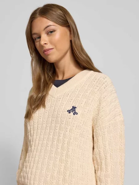 Sweter o luźnym kroju z dzianiny z czystej bawełny model ‘CAARLAS STRUCTURE’ Armedangels biały
