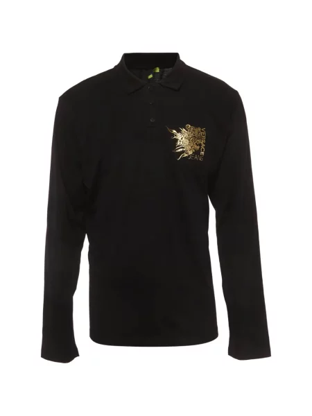 Tricou polo Versace Jeans Couture cu imagine cu dungi de tigru negru