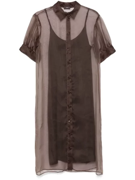 Rochie tip cămașă Peserico transparente de costum maro